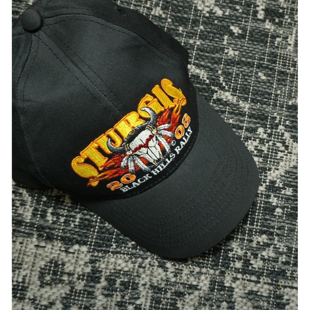 Y2K Sturgis Black Hills Motorcycle Rally Snapback Cap‎ Flames Harley Moto Hat